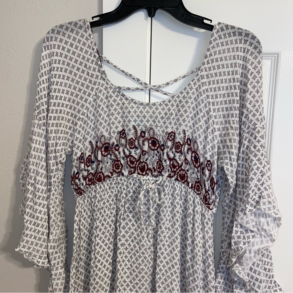 Bohemian Long Sleeve Short Dress